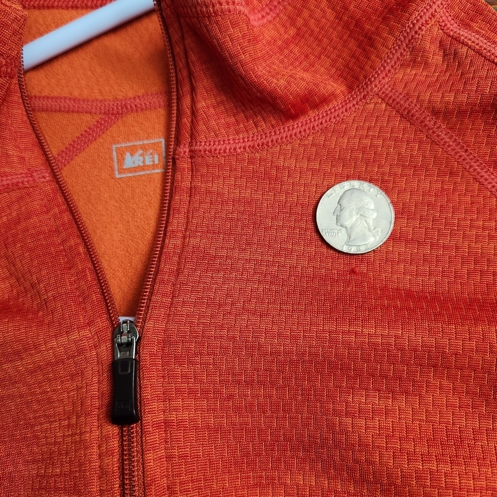 REI mens Large orange quarterzip medium-weight pullover active shirt - Picture 6 of 15